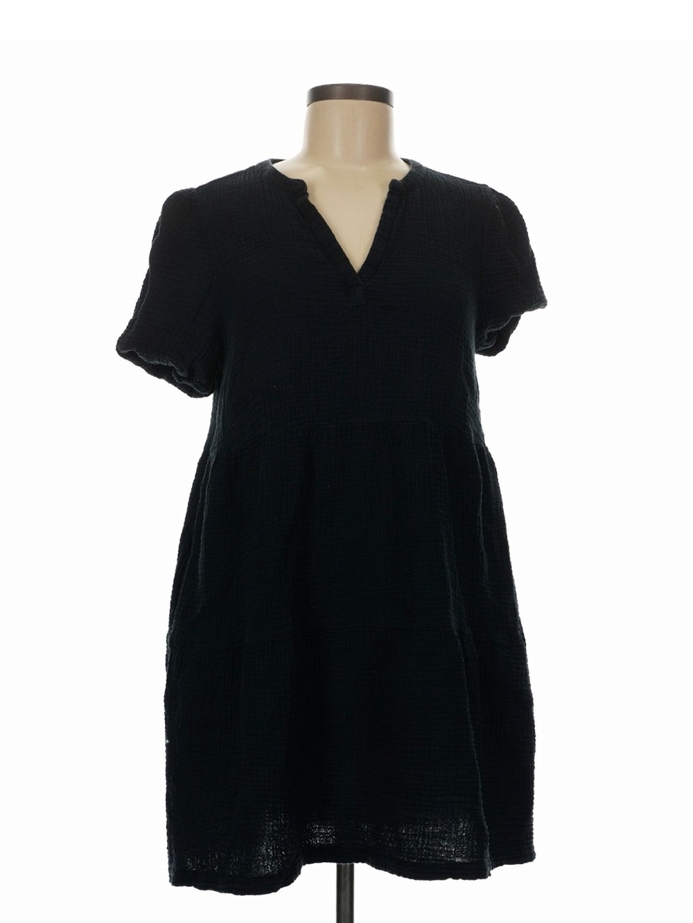Marine Layer Black Tiered Gauze/Linen Flowy Dress
